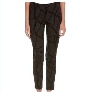 J McLaughlin Regina Slim Fit Pant. Black/black velvet flocking. Size 4. NWT